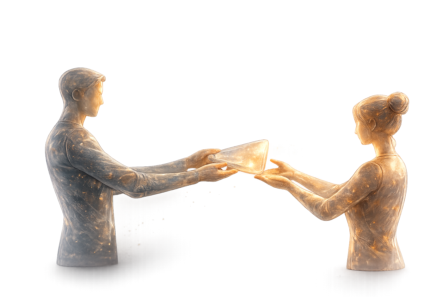 Ilustración 3D icónica: transferencia y coordinación de prácticas en el equipo